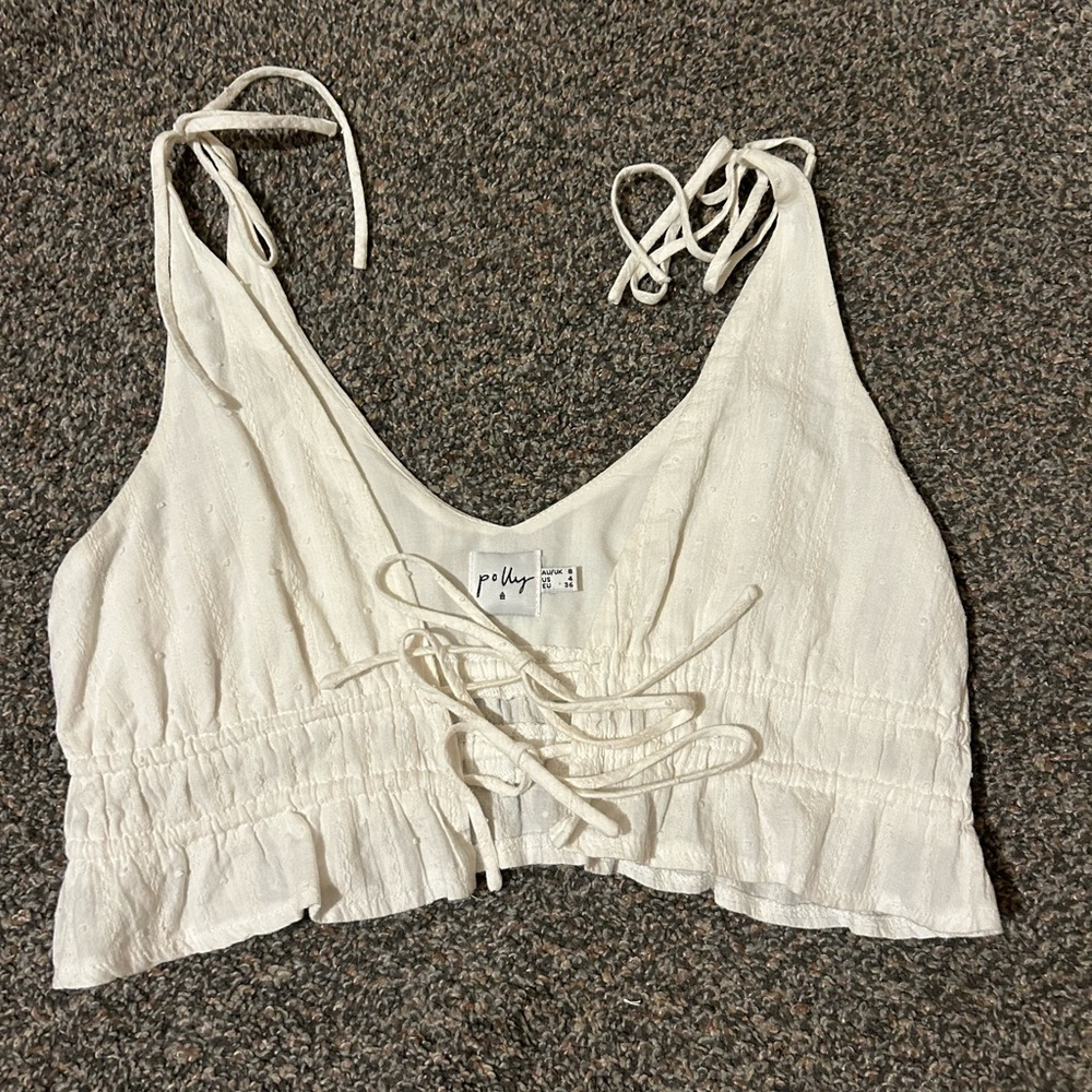 (5 for $25) Tie-Strap Princess Polly Cropped Tank Top